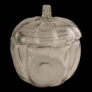 Anchor Hocking Clear Glass Pumpkin Cookie Jar Candy Bowl